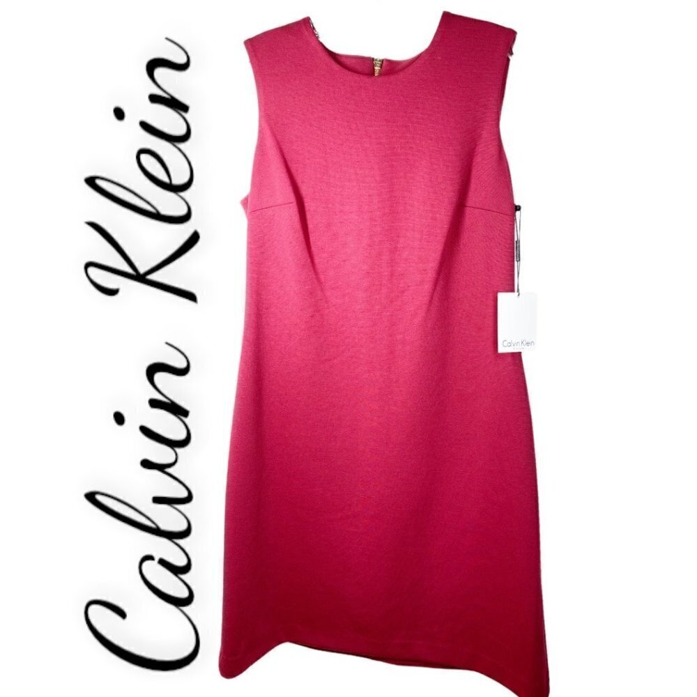 Nwt Calvin Klein Red Knit Sleeveless Shift Dress, Size 6